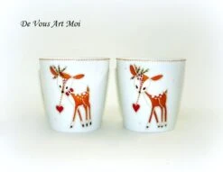 Photophores Bougeoirs Noël Porcelaine,porte Bougie Faon Noël,fait Main Artisanal