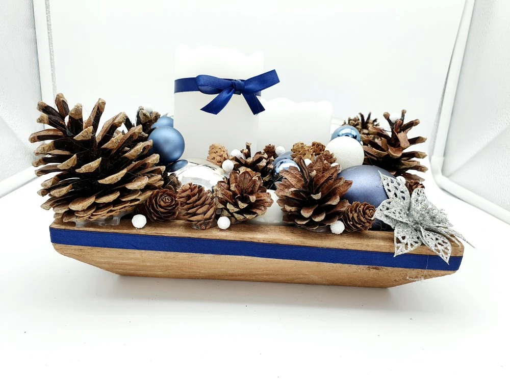 Centre De Table Noël - Jour De L'an / Décoration De Table Ou Autre Avec Bougie Led à Piles - Sapin 5 Centre De Table Noël - Jour De L'an / Décoration De Table Ou Autre Avec Bougie Led à Piles - Sapin – Image 5