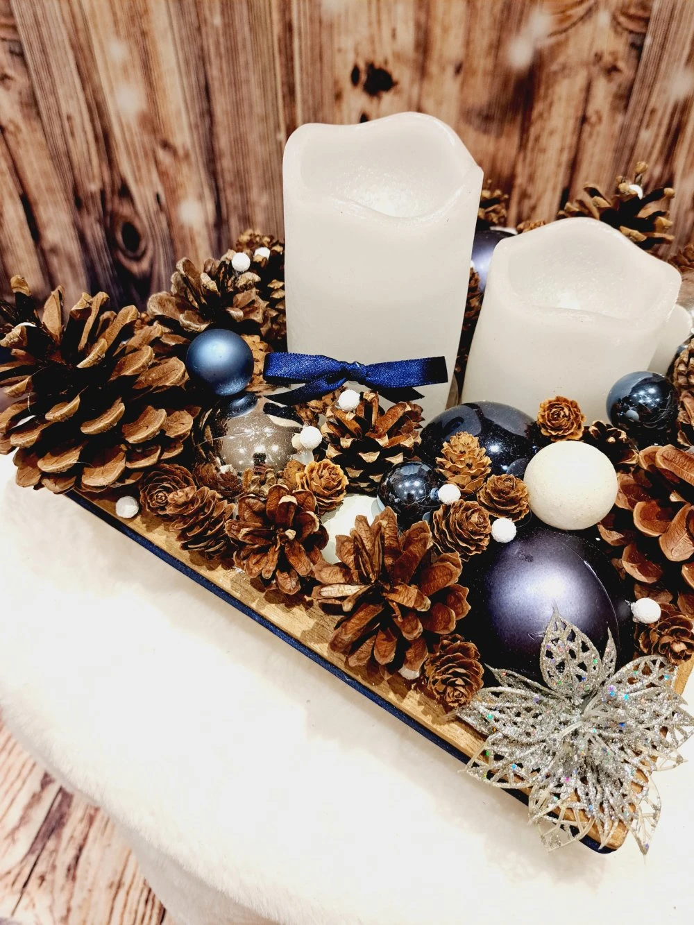 Centre De Table Noël - Jour De L'an / Décoration De Table Ou Autre Avec Bougie Led à Piles - Sapin 4 Centre De Table Noël - Jour De L'an / Décoration De Table Ou Autre Avec Bougie Led à Piles - Sapin – Image 4