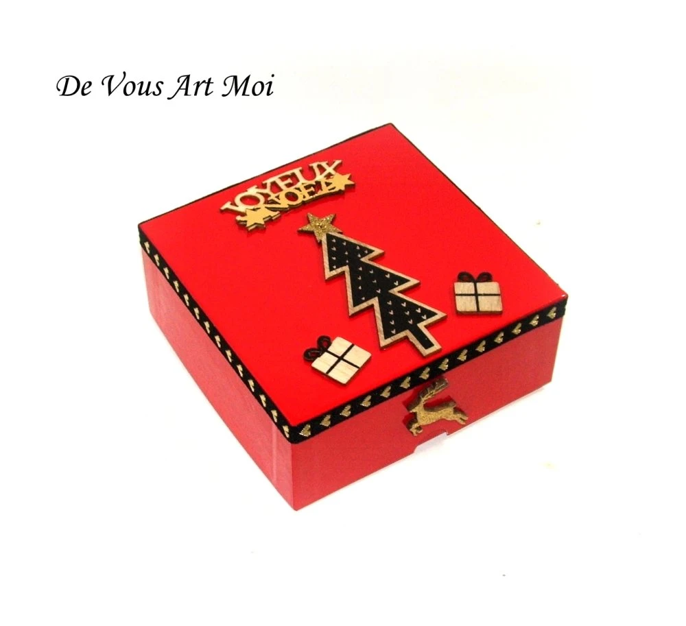 Coffret Boite Rouge Noël,fait Main,coffret Boule De Noël,artisanale 1 Coffret Boite Rouge Noël,fait Main,coffret Boule De Noël,artisanale