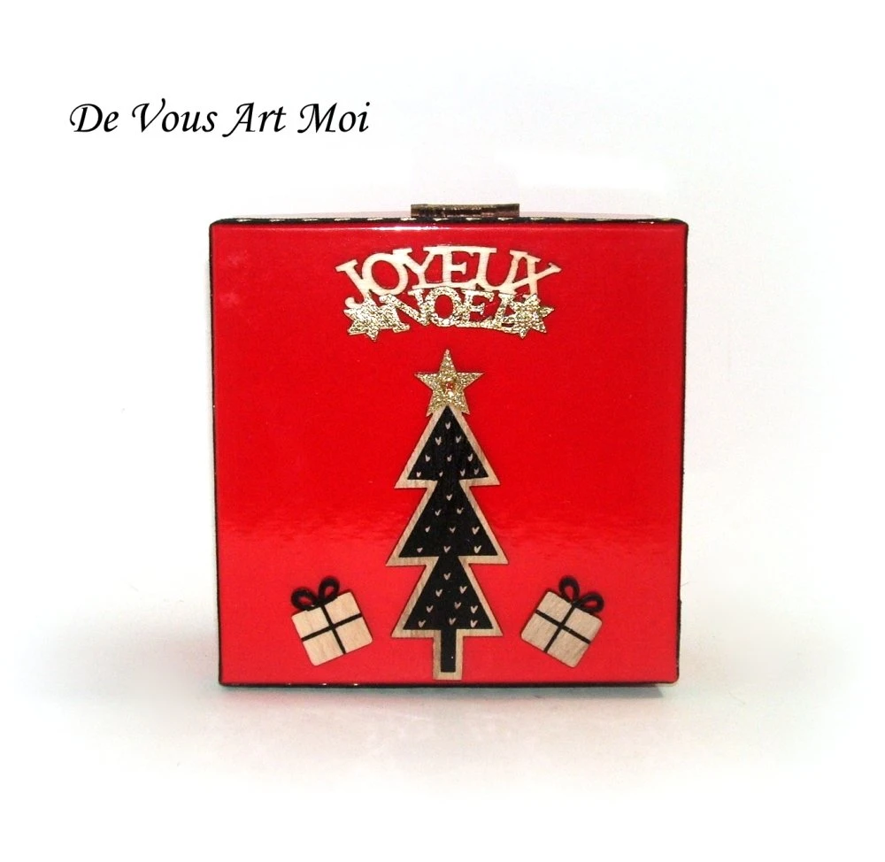 Coffret Boite Rouge Noël,fait Main,coffret Boule De Noël,artisanale 2 Coffret Boite Rouge Noël,fait Main,coffret Boule De Noël,artisanale – Image 2