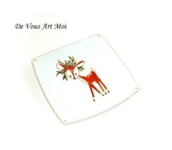 Vaisselle Décoration Thème Noël,vide Poche Plat Faon,fait Main
