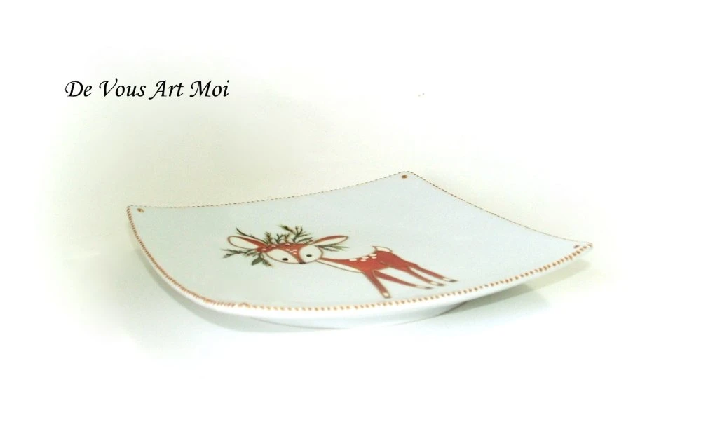 Vaisselle Décoration Thème Noël,vide Poche Plat Faon,fait Main 3 Vaisselle Décoration Thème Noël,vide Poche Plat Faon,fait Main – Image 3