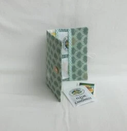 * Pochette Nomade à Sachets De Thé Ou Tisane, Tissu Fleur De Lotus, Etui Portefeuille Pour Rangement, Cadeau Femme Fête Noël