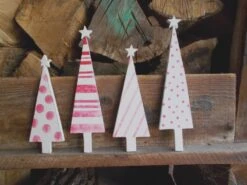 Sapins De Noël En Bois Massif Décorés - Décor De Noël à Poser Ou à Suspendre