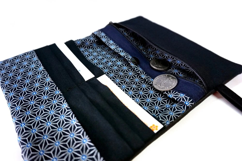 Portefeuille Complet Cuir Noir Homme, Compagnon Portefeuille Japonais, Porte Cartes Chéquier Tissu Japonais, Personnalisable, Cadeau Noël 5 Portefeuille Complet Cuir Noir Homme, Compagnon Portefeuille Japonais, Porte Cartes Chéquier Tissu Japonais, Personnalisable, Cadeau Noël – Image 5