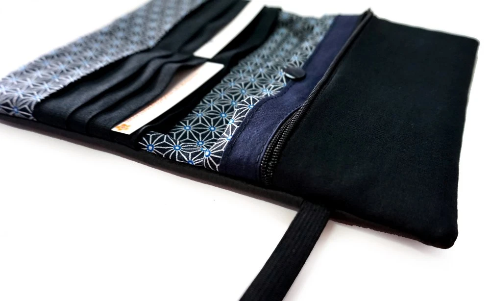 Portefeuille Complet Cuir Noir Homme, Compagnon Portefeuille Japonais, Porte Cartes Chéquier Tissu Japonais, Personnalisable, Cadeau Noël 6 Portefeuille Complet Cuir Noir Homme, Compagnon Portefeuille Japonais, Porte Cartes Chéquier Tissu Japonais, Personnalisable, Cadeau Noël – Image 6