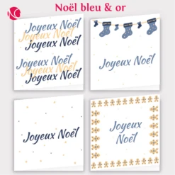 Collections De 4 Cartes De Noël Avec Enveloppes - Format : 135x135mm -Papeterie Boutique 3433480 collection de 4 cartes bleu or 1