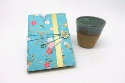 Carnet D'écriture Papier Japonais, Journal Intime à Fermoir, Cahier Bleu Turquoise Fleur Sakura, Cadeau Noël Pour Elle, Carnet Voyage Japon