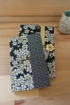 Carnet D'écriture En Papier Japonais, Journal Intime Sakura Noir Et Or, Cahier Washi Japon, Noël élégant Pour Elle, Carnet De Voyage -Papeterie Boutique 3463234 carnet d ecriture en papier japonais journal intime sakura 3