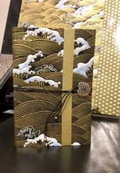Carnet D'écriture En Papier Japonais, Journal Intime Noir Et Or, Cahier Washi Vague Hokusai, Noël Pour Lui, Carnet Voyage Japon Asie