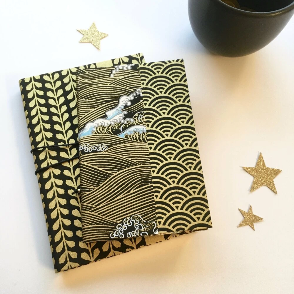 Carnet D'écriture En Papier Japonais, Journal Intime Noir Et Or, Cahier Washi Art Déco, Noël Pour Lui, Carnet Voyage Japon Asie, Cadeau Zen 4 Carnet D'écriture En Papier Japonais, Journal Intime Noir Et Or, Cahier Washi Art Déco, Noël Pour Lui, Carnet Voyage Japon Asie, Cadeau Zen – Image 4