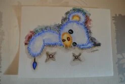 Aquarelle Peluche Ourson Bleu, Déco Chambre Bébé, Enfant, Cadeau Noël, Naissance