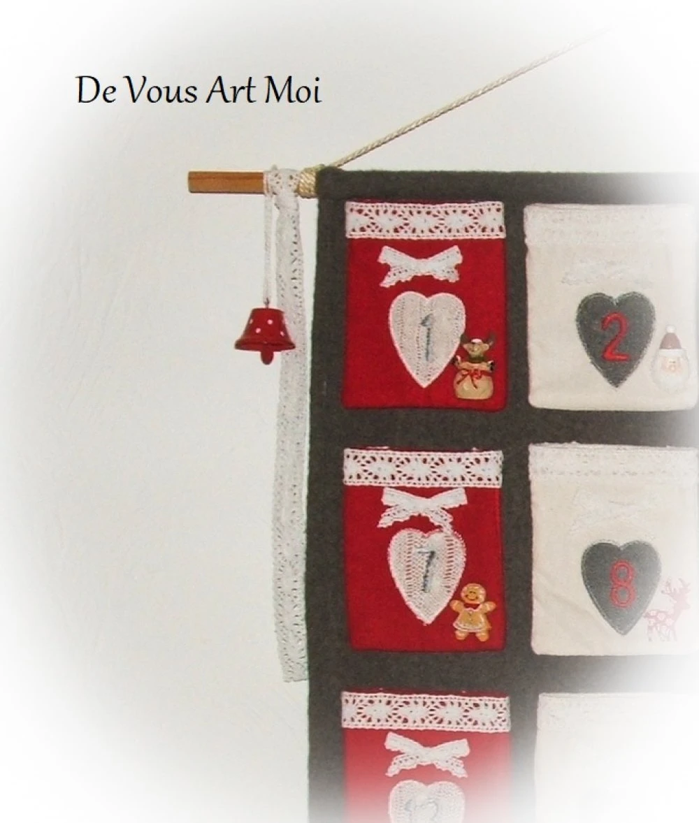 Calendrier De L'avent Noël,calendrier Avent Pochette Tissus,fait Main Artisanal 3 Calendrier De L'avent Noël,calendrier Avent Pochette Tissus,fait Main Artisanal – Image 3