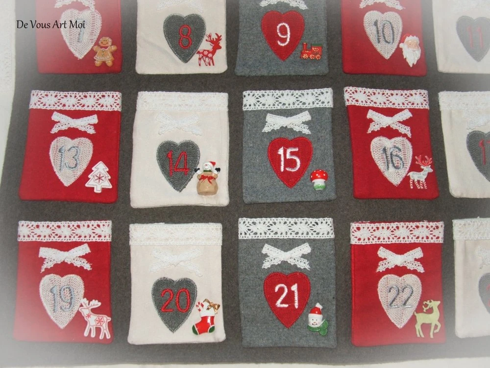 Calendrier De L'avent Noël,calendrier Avent Pochette Tissus,fait Main Artisanal 4 Calendrier De L'avent Noël,calendrier Avent Pochette Tissus,fait Main Artisanal – Image 4