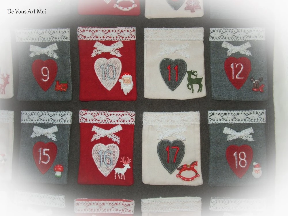Calendrier De L'avent Noël,calendrier Avent Pochette Tissus,fait Main Artisanal 5 Calendrier De L'avent Noël,calendrier Avent Pochette Tissus,fait Main Artisanal – Image 5