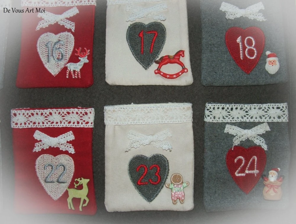 Calendrier De L'avent Noël,calendrier Avent Pochette Tissus,fait Main Artisanal 6 Calendrier De L'avent Noël,calendrier Avent Pochette Tissus,fait Main Artisanal – Image 6