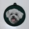 Boule De Noël Bichon Brodée à Suspendre Décoration Ornement Sapin Rétroviseur Broderie