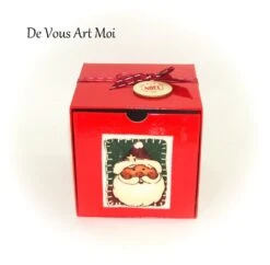 Coffret Père Noël Rouge,boite Cadeau Noël,fait Main,emballage Cadeau Noël Artisanal,pour Boule De Noël Ronde Sphérique