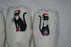 6 Flûtes à Champagne De Noël Peintes "chats De Noël"