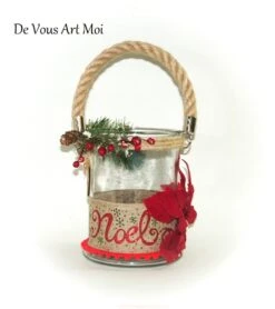 Grand Photophore Noël Verre,lanterne Artisanale Bougeoir Noël,fait Main