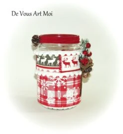 Photophore Noël Verre Porte Bougie Traditionnel Renne De Noël Décoration Bois Noël