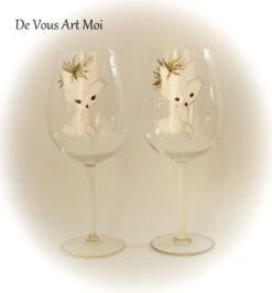 Duo Grands Verres Vin,cadeau Thème Noël,fait Main,verre Artisanal Peint Main -Papeterie Boutique 3568305 duo grands verres vin cadeau theme no fait main 35cl verre 4