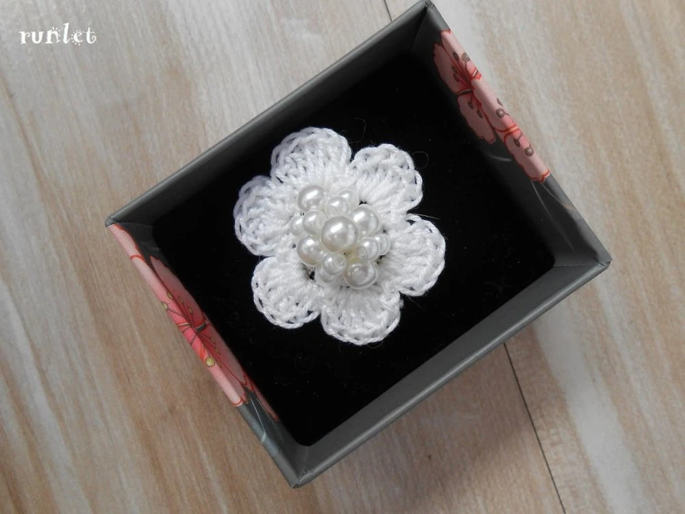 Bague Fleur En Crochet, Bijoux Fleur Blanc Au Crochet,cadeau Noël Femme 1 Bague Fleur En Crochet, Bijoux Fleur Blanc Au Crochet,cadeau Noël Femme