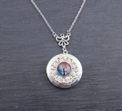 Médaillon Avec Photographie Arbre De Vie Collier Personnalisé Cadeau Pour La Fête Des Mères Cadeaux Noël