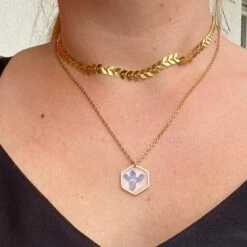 Collier De Fleur Sauvage Séchée Cadeau De Noël Pour Elle Bijoux De Fleur Naturelle