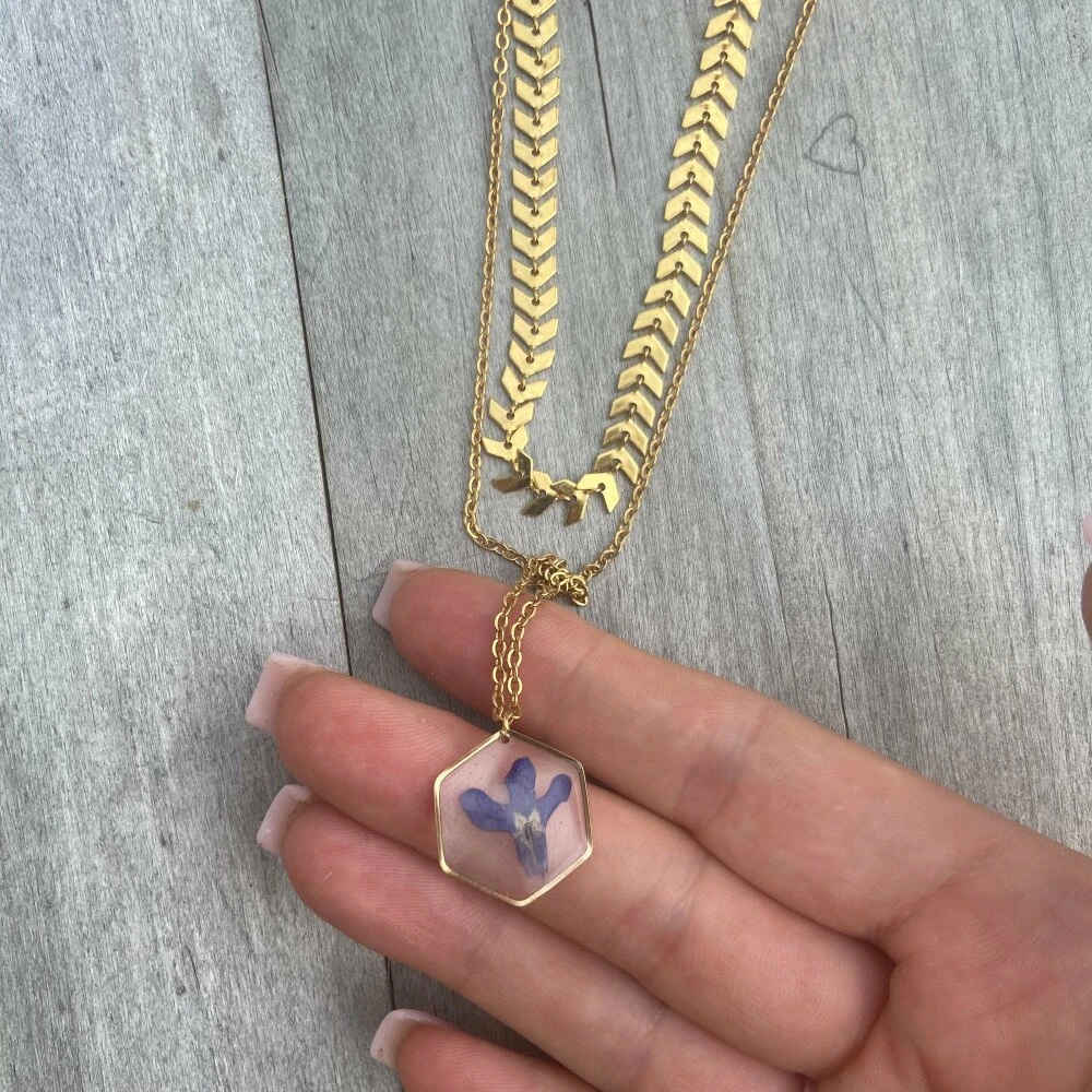 Collier De Fleur Sauvage Séchée Cadeau De Noël Pour Elle Bijoux De Fleur Naturelle 4 Collier De Fleur Sauvage Séchée Cadeau De Noël Pour Elle Bijoux De Fleur Naturelle – Image 4