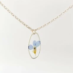 Collier De Lobelia Séchée Cadeau De Noël Pour Elle Bijoux En Fleur Naturelle