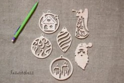 Décorations De Noël En Bois à Suspendre ( Lot 02 )