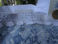 Panier Toile De Jouy Bleu , Rangement Laines , Tricots , Couture , Intérieur Piqué Blanc , Vintage Noël; -Papeterie Boutique 3902608 panier toile de jouy bleu rangement laines tricots co 5