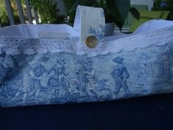 Panier Toile De Jouy Bleu , Rangement Laines , Tricots , Couture , Intérieur Piqué Blanc , Vintage Noël; -Papeterie Boutique 3902608 panier toile de jouy bleu rangement laines tricots co 6