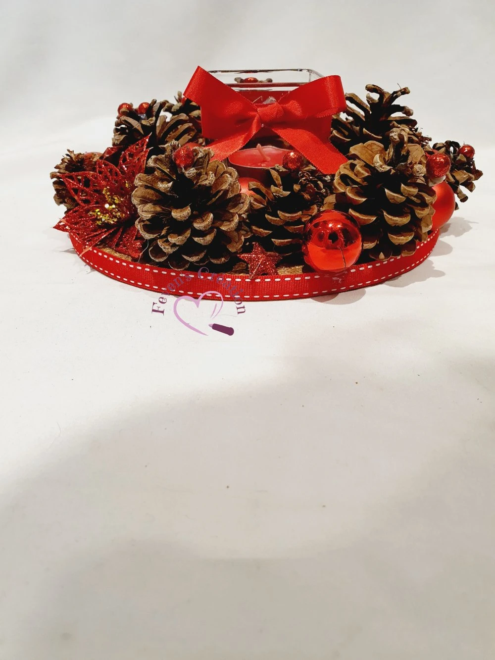 Centre De Table Noël - Jour De L'an / Décoration De Table Ou Autre Avec Bougeoir - Pomme De Pin Et Boules Et Bonhomme De Neige 7 Centre De Table Noël - Jour De L'an / Décoration De Table Ou Autre Avec Bougeoir - Pomme De Pin Et Boules Et Bonhomme De Neige – Image 7