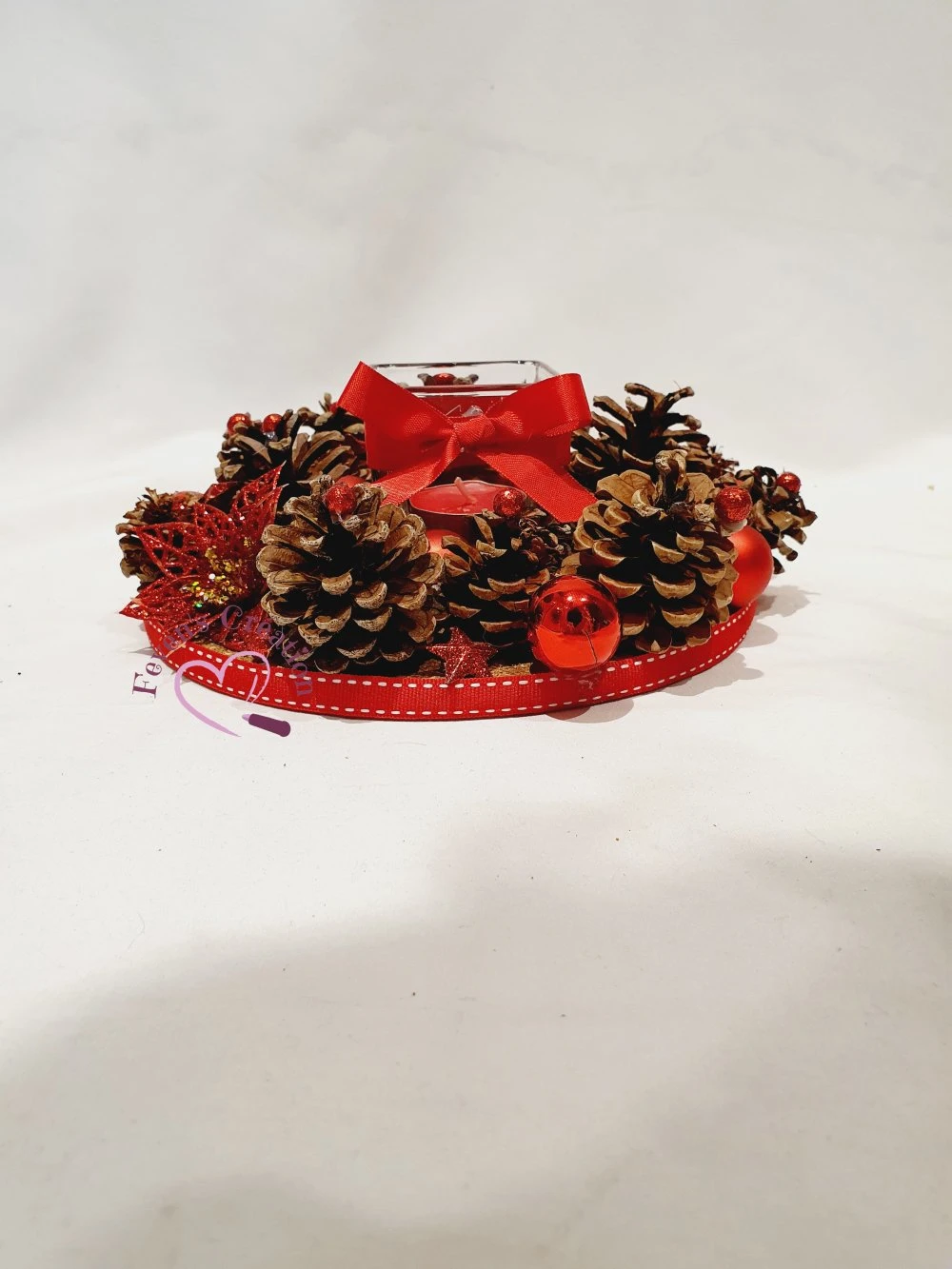 Centre De Table Noël - Jour De L'an / Décoration De Table Ou Autre Avec Bougeoir - Pomme De Pin Et Boules Et Bonhomme De Neige 2 Centre De Table Noël - Jour De L'an / Décoration De Table Ou Autre Avec Bougeoir - Pomme De Pin Et Boules Et Bonhomme De Neige – Image 2