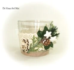 Photophore Noël Lanterne Décoration,bougeoir De Noël Verre;fait Main Artisanal