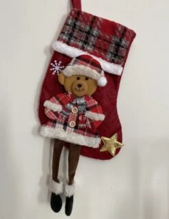 Botte De Noël, Chaussette Ours, Botte *prénom Personnalisable*, Personnalisable *joyeux Noël*, à Suspendre, 34x18 Cm