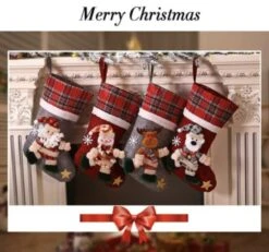 Botte De Noël, Chaussette Ours, Botte *prénom Personnalisable*, Personnalisable *joyeux Noël*, à Suspendre, 40x24 Cm