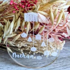 Boule De Noël Famille Personnalisée Acrylique Transparente, Idée Décoration Noël, Décoration Sapin