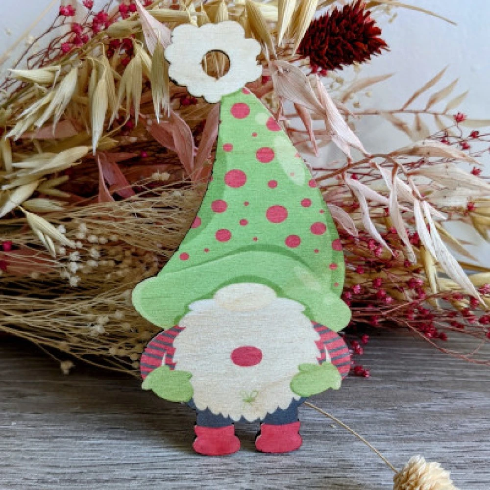 Suspension De Noël : Lutin De Noël En Bois Imprimé 3 Suspension De Noël : Lutin De Noël En Bois Imprimé – Image 3