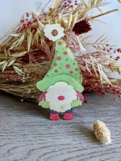 Suspension De Noël : Lutin De Noël En Bois Imprimé