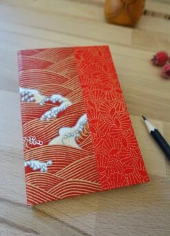 Carnet De Note A6, Cahier D'écriture Ligné, Reliure Papier Japonais Vague Rouge, Idée Petit Cadeau De Noël, Journal Intime Voyage Japon -Papeterie Boutique 3928232 carnet de note a6 cahier d ecriture de poche reliure papi 2