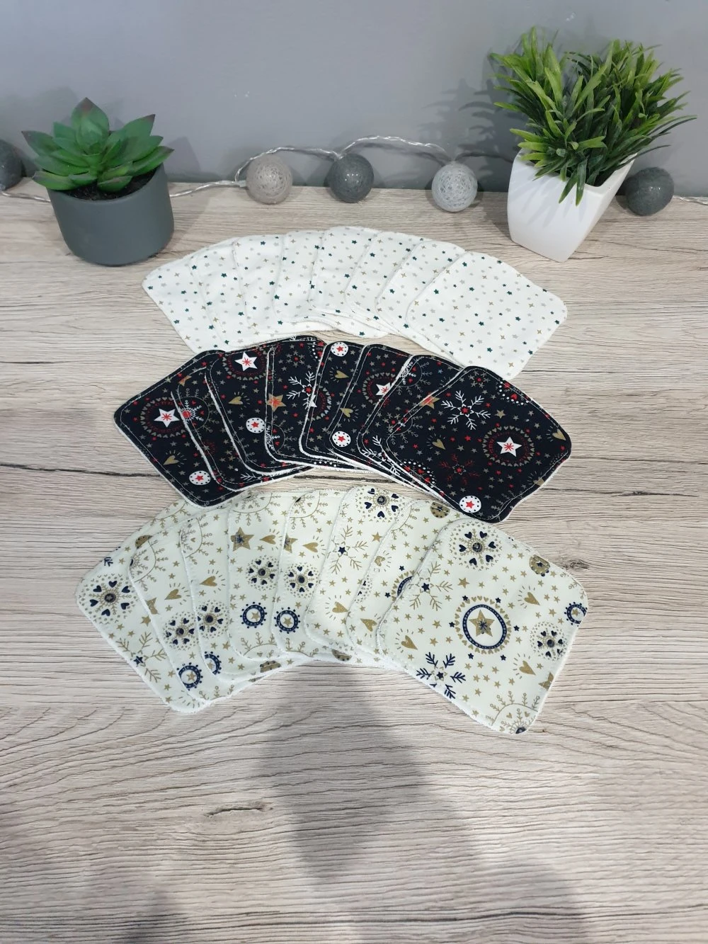 Lot De 24 Lingettes Lavables Noël 1 Lot De 24 Lingettes Lavables Noël