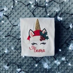 T-shirt Enfant Brodé & Personnalisé Licorne De Noël -Papeterie Boutique 3939900 t shirt brode personnalise licorne 3