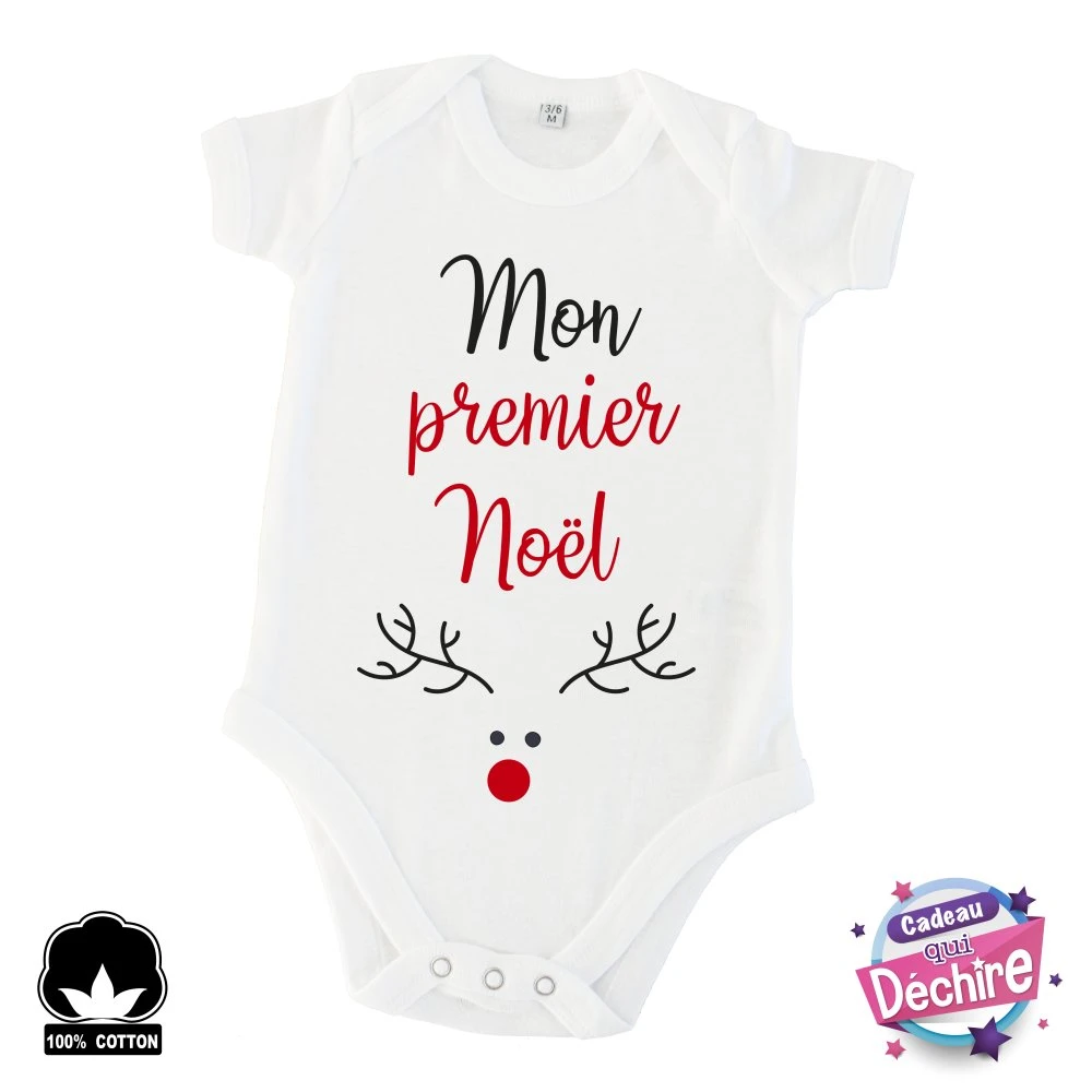 Body Bébé " Mon Premier Noël " - Idée Cadeau Bébé - Mon 1er Noël 1 Body Bébé " Mon Premier Noël " - Idée Cadeau Bébé - Mon 1er Noël