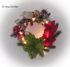 Couronne Noël Poinsettia Lumineuse,décoration Centre Table Noël,fait Main Artisanal -Papeterie Boutique 3959589 couronne noel poinsettia lumineuse decoration couronne clo 5