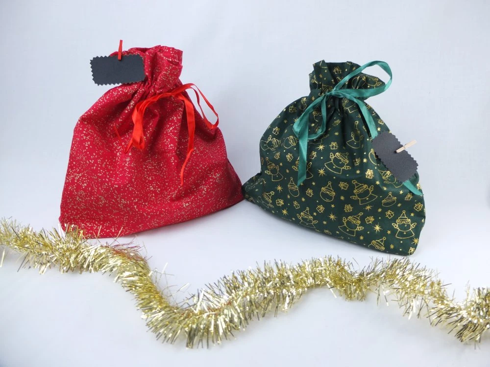 Pochette Cadeau En Tissu Noël 1 Pochette Cadeau En Tissu Noël