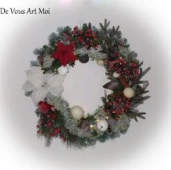 Couronne Noël Sapin Lumineuse,grosse Couronne Xxl Noël,décoration Noël Fait Main Artisanal